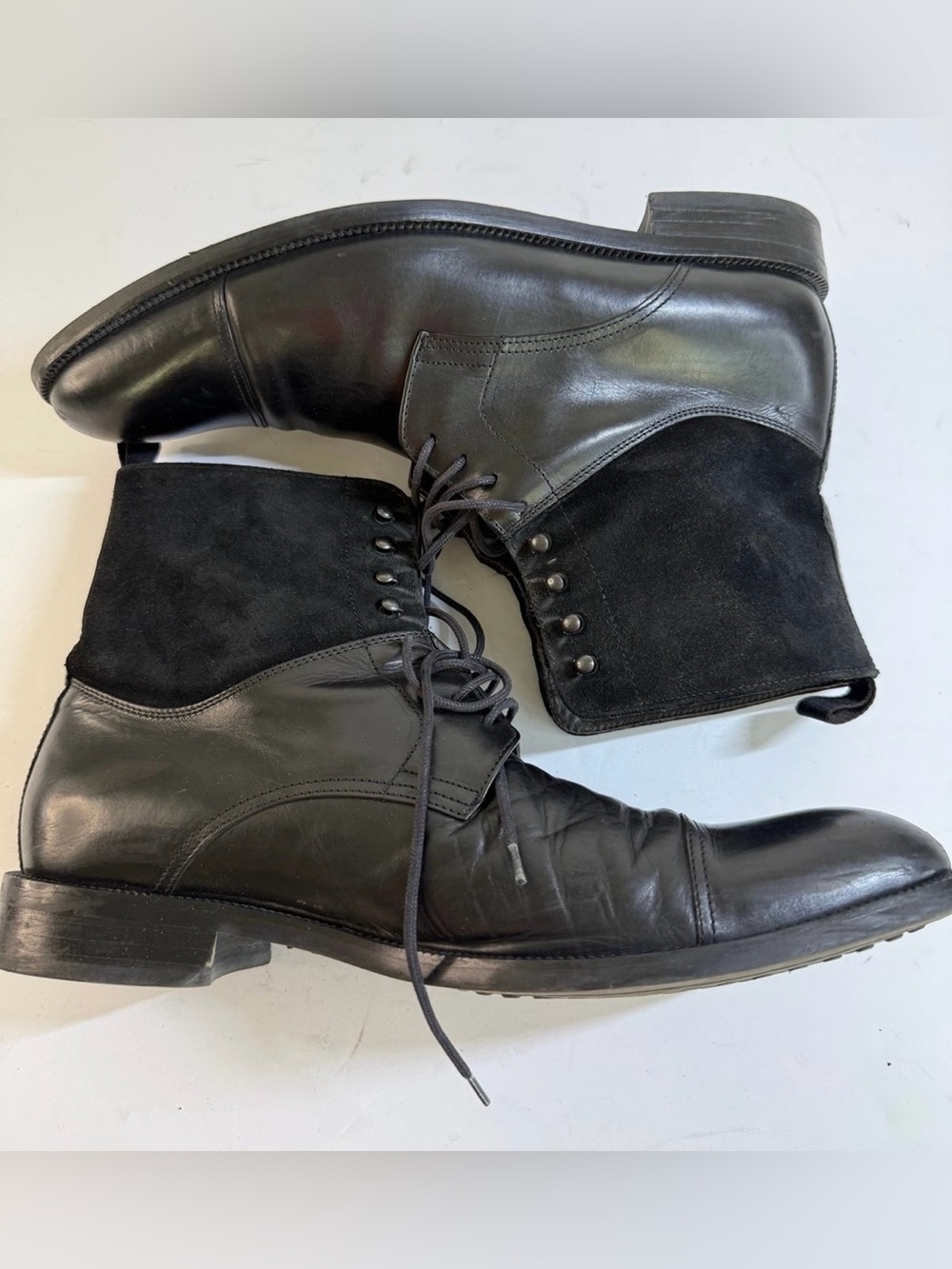 To Boot New York Black Leather & Suede Lace-Up Boots ~ 9.5D ~EUC